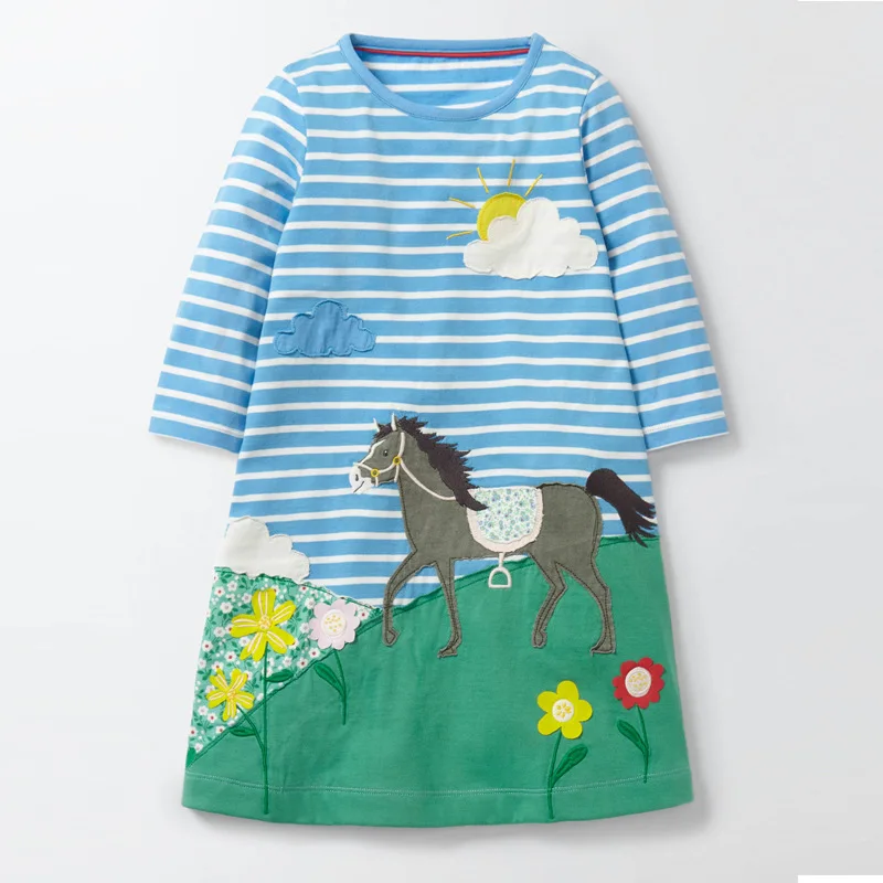 Toomine Kids Dresses For Girls Long Sleeve Toddler Girl Winter 2017 Fashion Cute Baby Dress Striped Colorful | Детская одежда и