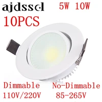 10pcs led cob recessed led cobdownlight dimmable ac85 265v 5w 10w ceiling lamp indoor lighting with led driver led spot lighting