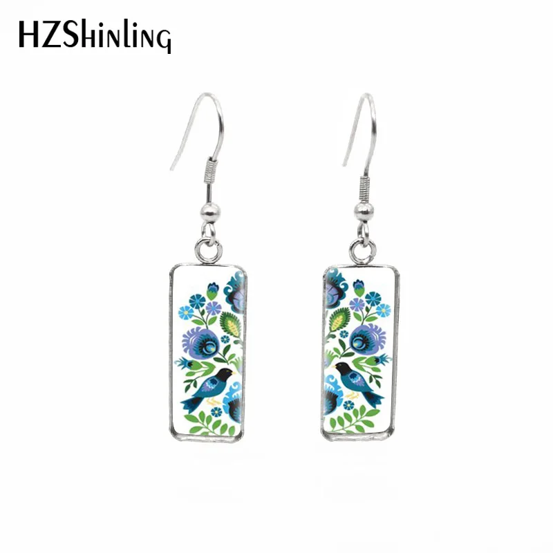 Новинка 2019 женские прямоугольные серьги в народном стиле с цветочным узором