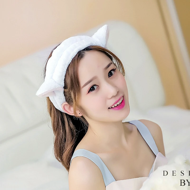 Супер милый ободок с ушками кролика эластичный для мытья лица и нанесения макияжа широкий ободок для волос для женщин и девочек - аксессуары для волос.