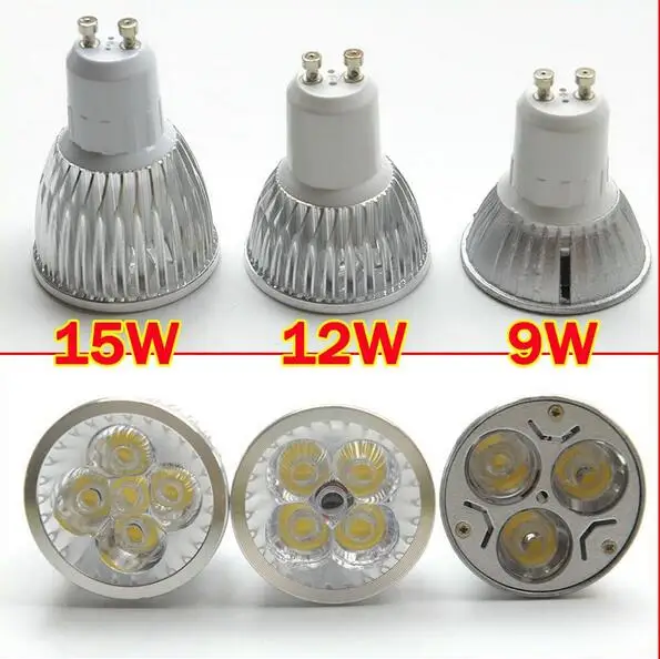 10 шт./лот 9 Вт 12 15 LED GU10 светодиодные лампочки теплый белый/холодный белый 60