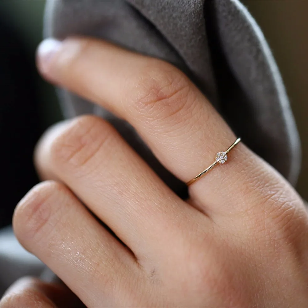 Женское Обручальное Кольцо LASAMERO круглое кольцо с натуральным бриллиантом 0 04ctw 14k