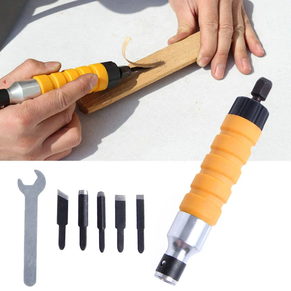 1 Set Wood Chisel Carving Tool Chuck Attachment For Electric Drill Flexible Shaft ALI88 | - Фото №1