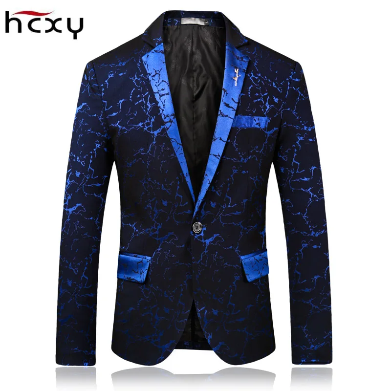 HCXY 2019 высокое качество модные Для мужчин s печати Блейзер Повседневное Slim Fit