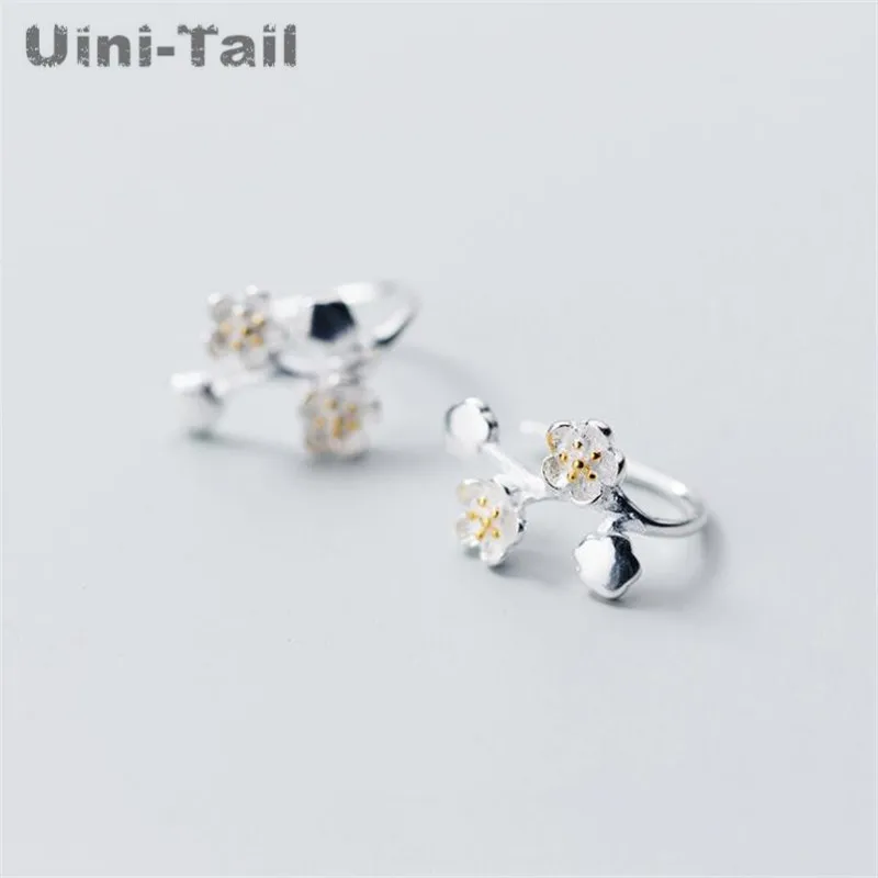 Uini Tail хит продаж новое серебро 925 пробы корейские серьги сливы модные цветочные