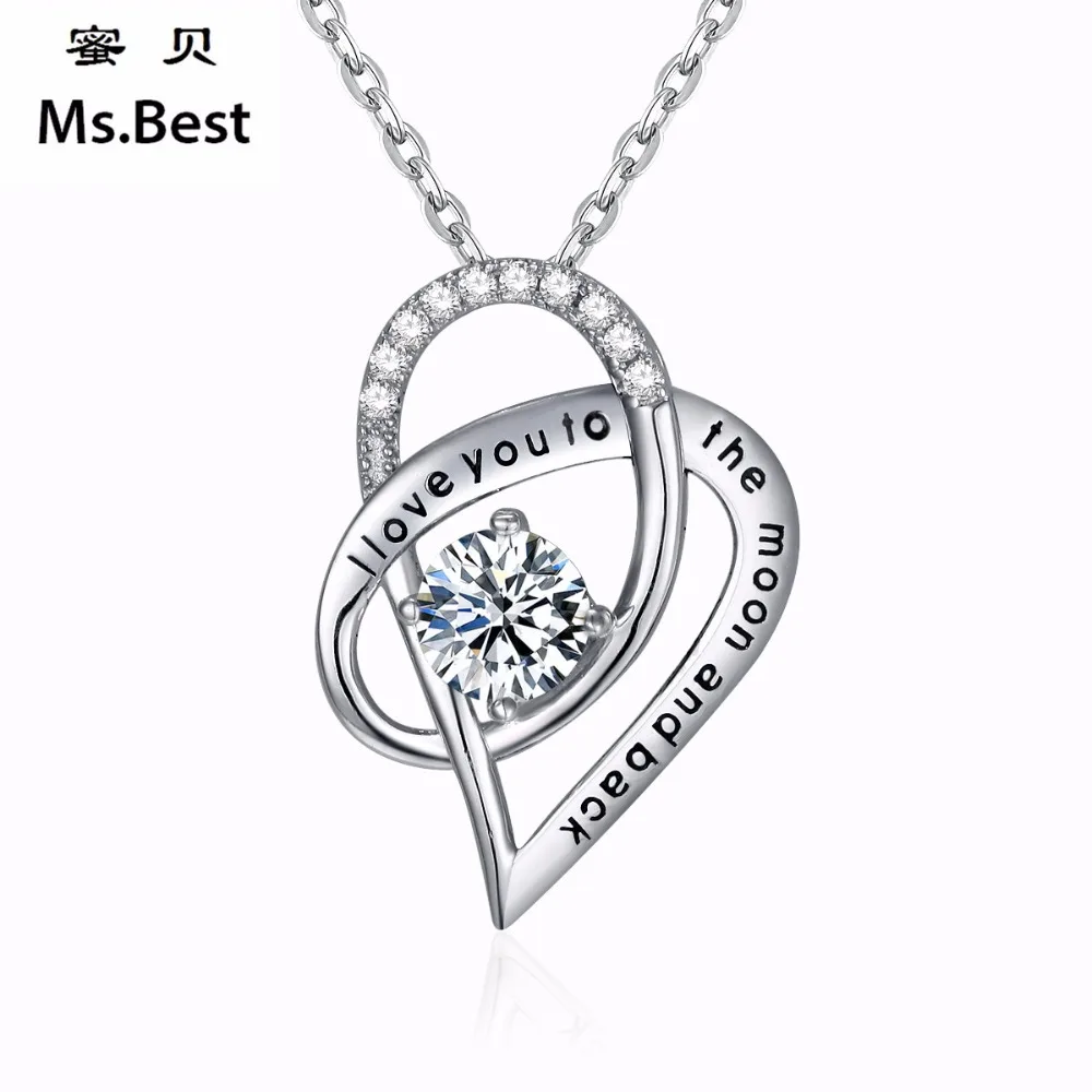 Изящное ожерелье из стерлингового серебра 925 пробы с подвеской для женщин l LOVE YOU TO