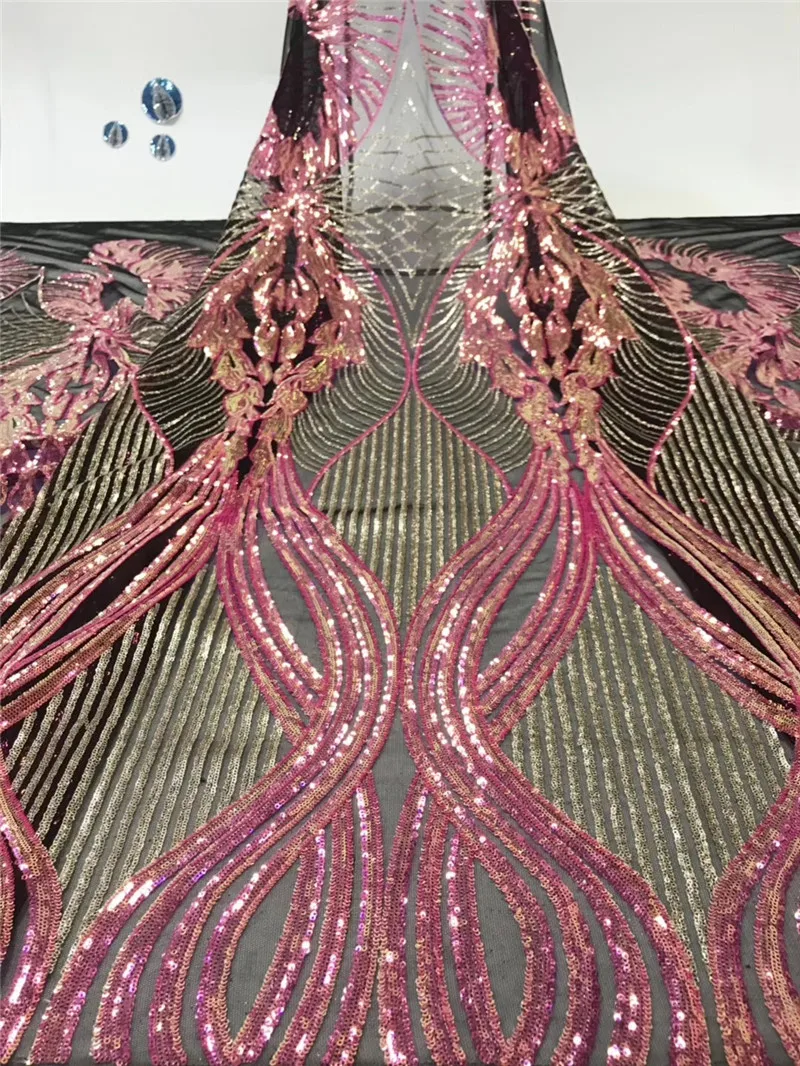 top quality H-1970504 embroidered sequins french lace fabric african with embroidery mesh tulle | Дом и сад