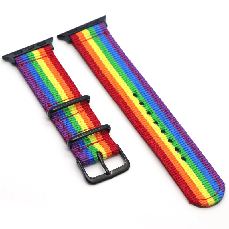 Натовский нейлоновый ремешок для часов iWatch 4 3 2 1 для Apple Watch Band 38 мм 40 ремешок для часов, мм 42 мм 44 мм Радужный Браслет - Цвет ремешка: Rainbow color 3