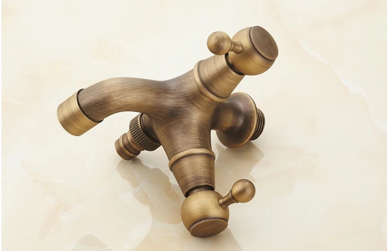 High quality total brass bronze plating double using washing machine faucet bathroom corner tap garden outdoor mixer | Обустройство