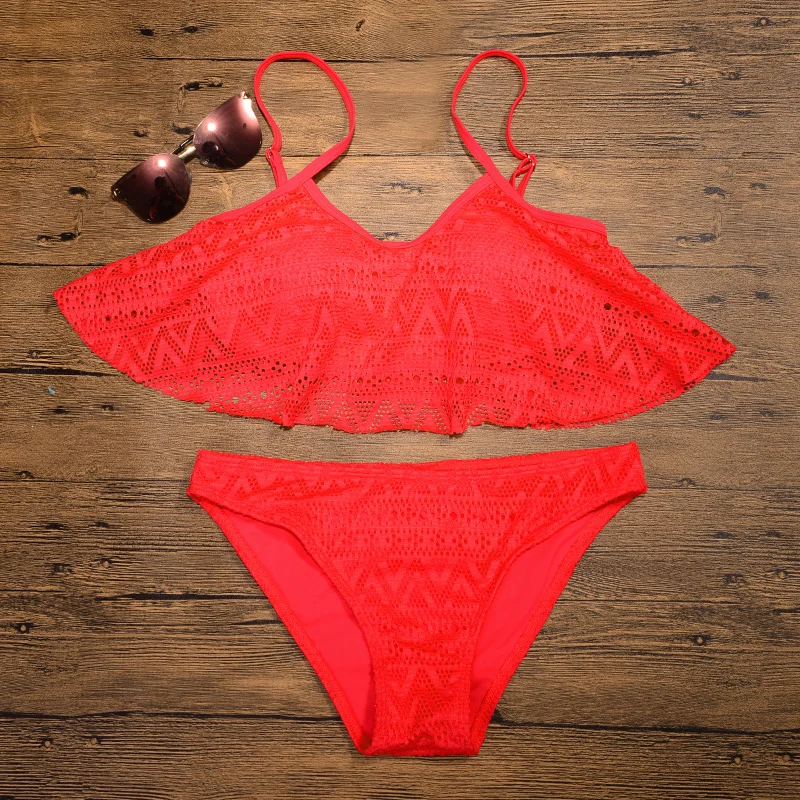 ECCP Lace Bikini Set 2018 Sexy Low Waist Women Swimsuit Halter Brazilian Swimwear Female Beach Bathing Suit Biquini |