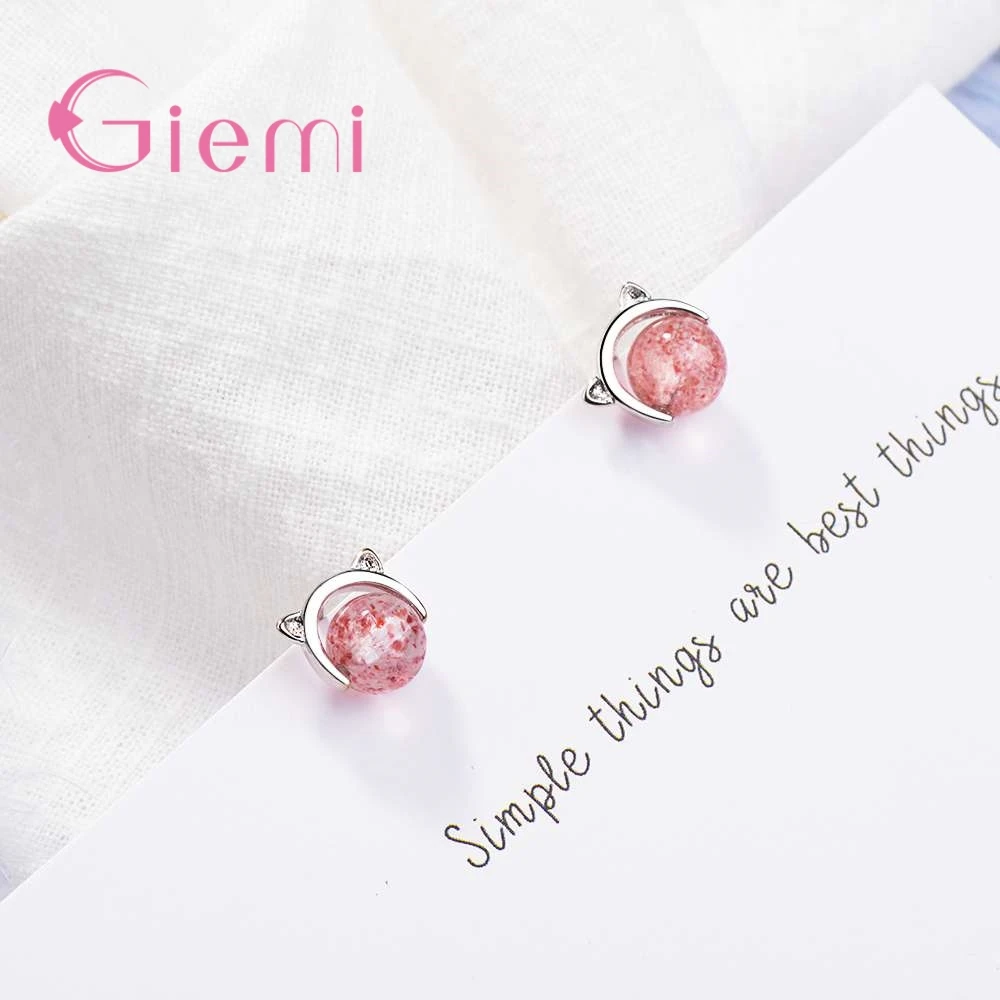 Японский и корейский стиль сережек-гвоздиков оптом по фабричной цене модные роскошные сладкие серые коты из розового опала высокого качества.