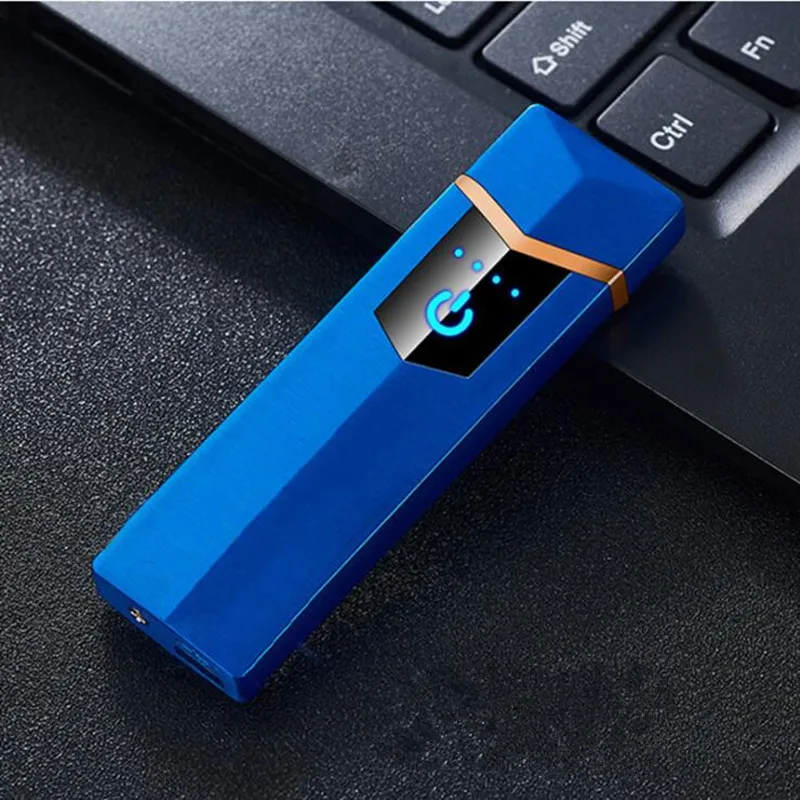 Новая сигарета с зарядкой от USB Электронная Зажигалка Ветрозащитная беспламенная перезаряжаемая электрическая зажигалка сенсорный переключатель зажигалки