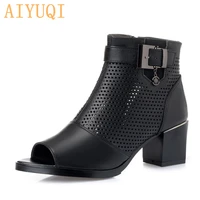 aiyuqi high heel sandals women 2021 genuine leather sandals women latest large size girls high platform heel sandals shoes