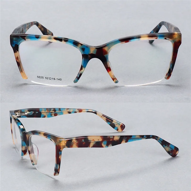 Брендовые дизайнерские очки унисекс новые модные с полуободком и ацетатной