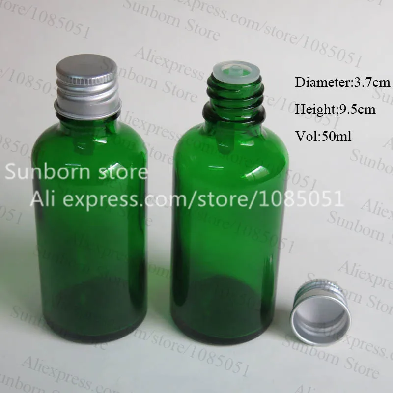 

500X 50cc green essential oil bottle, 50ml green glass bottle with screw cap, cosmetic bottle