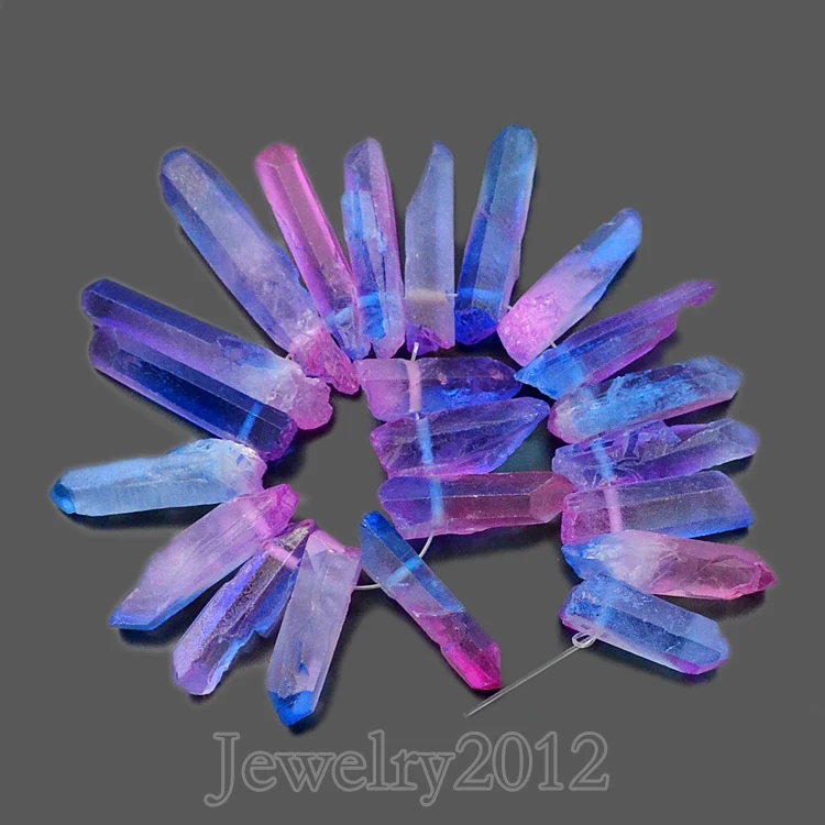 5 нитей/партия голубые и розовые бусины из натурального кварца с металлическим