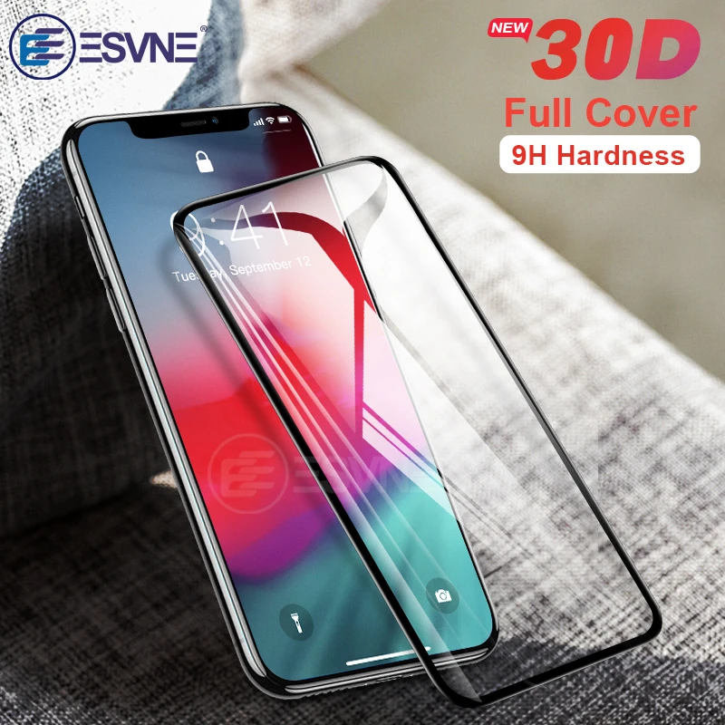 Защитное стекло ESVNE 30D для iPhone 7 6 8 Plus XR X XS полное покрытие закаленное 7|Защитные