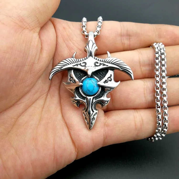 Трендовые бирюзы кулон с Ястребом и ожерелья Байкер крутой буддийский талисман