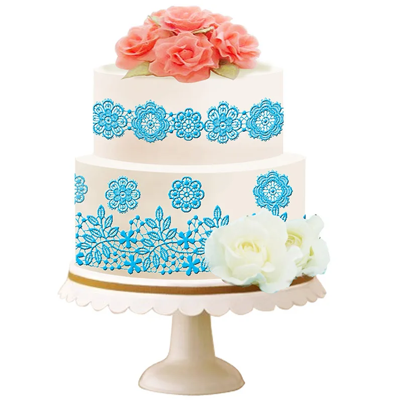 

Silicone Flower Lace Mat Cake Border Mold Sugar Craft Decoration Fondant Cake Decorating Tools 40*12.7cm