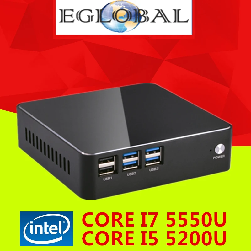 Eglobal Intel Core i7 5500U i5 5200U i3 5005U Broadwell мини ПК Linux микро компьютер Win10 HTPC tv Box 300M Wifi VGA HDMI|linux