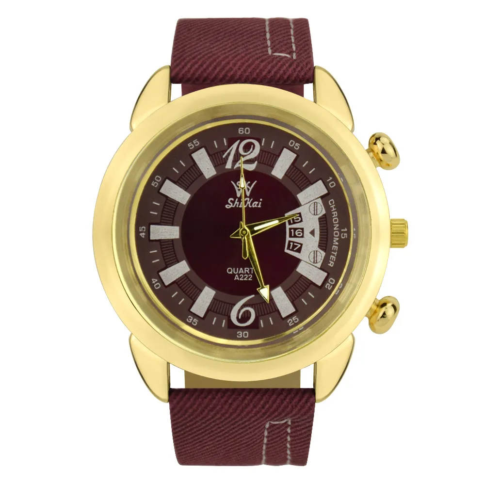 Впечатляющий внешний вид повседневные кварцевые часы мужские Ретро дизайн