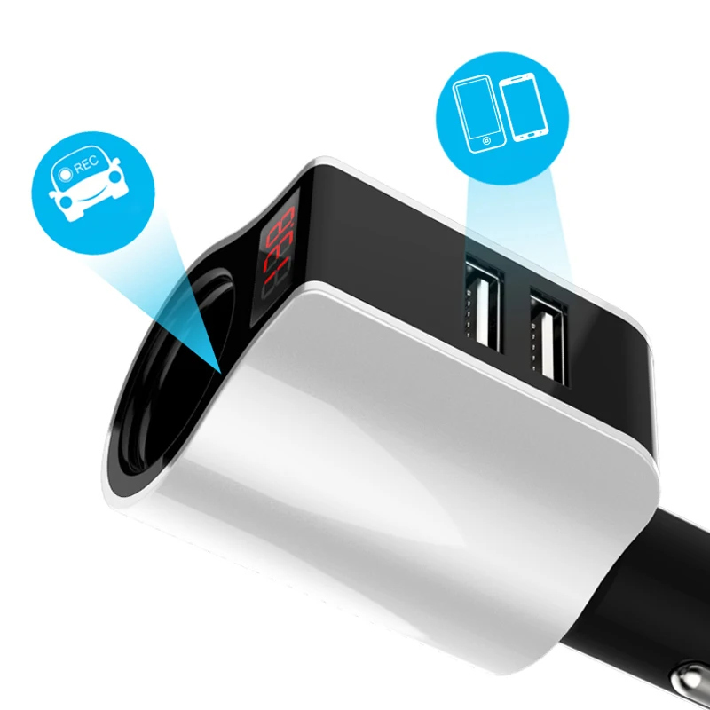 Автомобильное зарядное устройство с двумя USB разъемами для прикуривателя