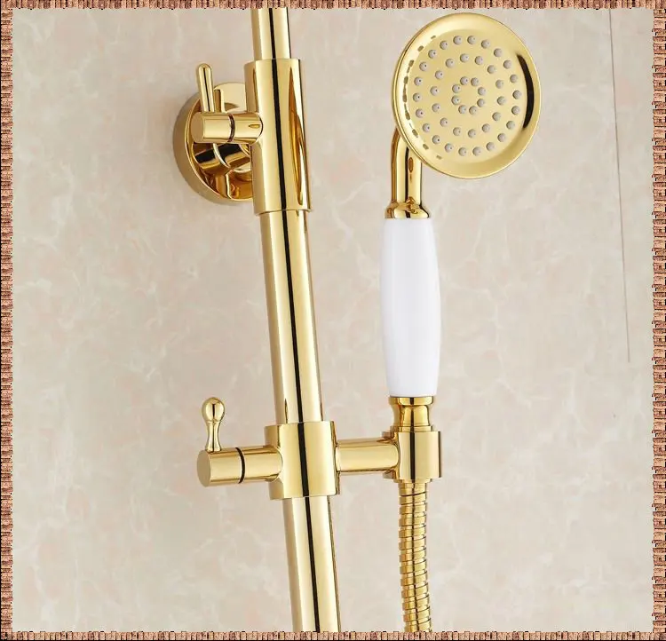 Free Shipping Wholesale Promotion Luxury Wall Mounted Round Rain Shower Faucet Set Dual Ceramic Tub Mixer HJ-3007K-A bath | Обустройство