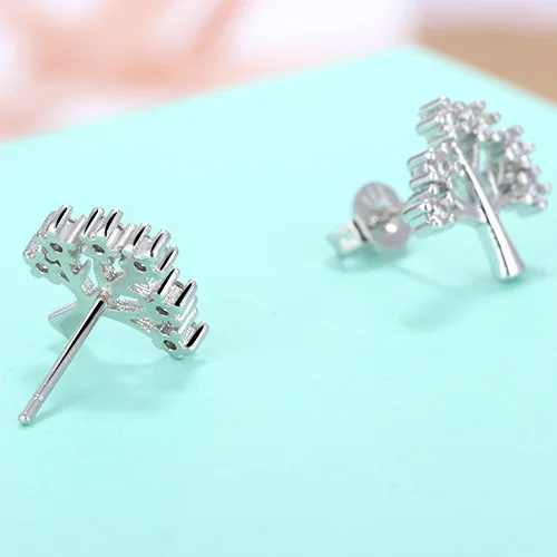 sereqi New Arrival!!! Focus Fashion Fine Excellent Jewelry Silver Color Crystal Zircon Wishing Tree Gift Stud Earrings For Women | Украшения