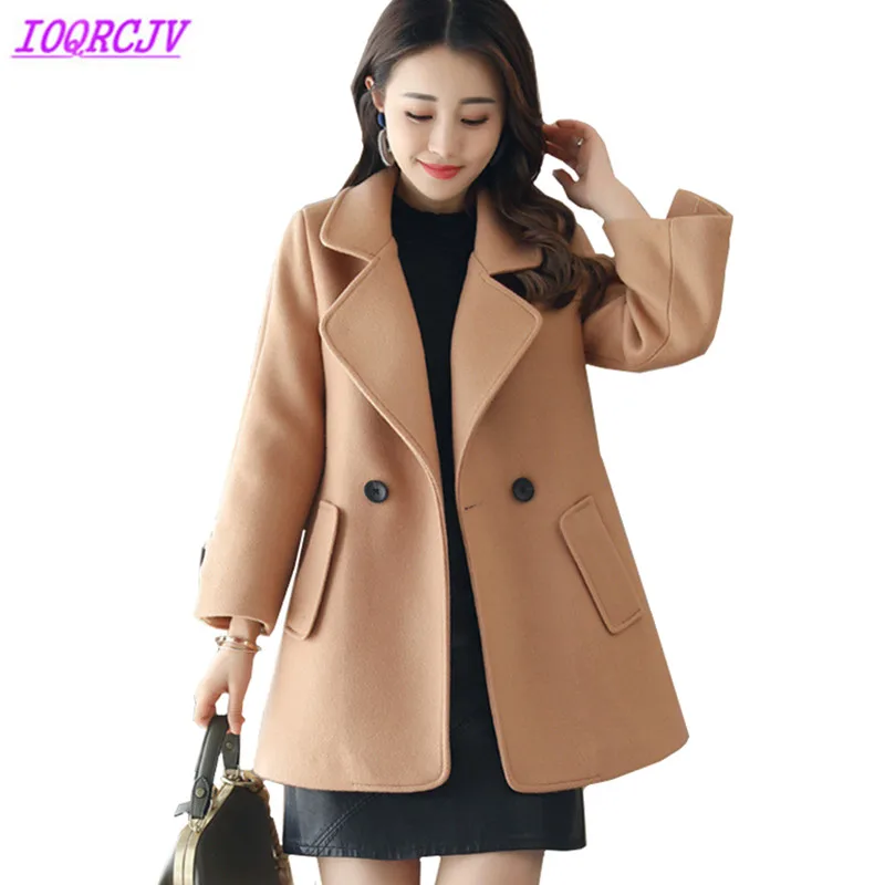 

2018 Autumn winter women Woollen cloth short coat boutique fashion Pure color Woolen cloth Outerwear Plus size coat IOQRCJV H185