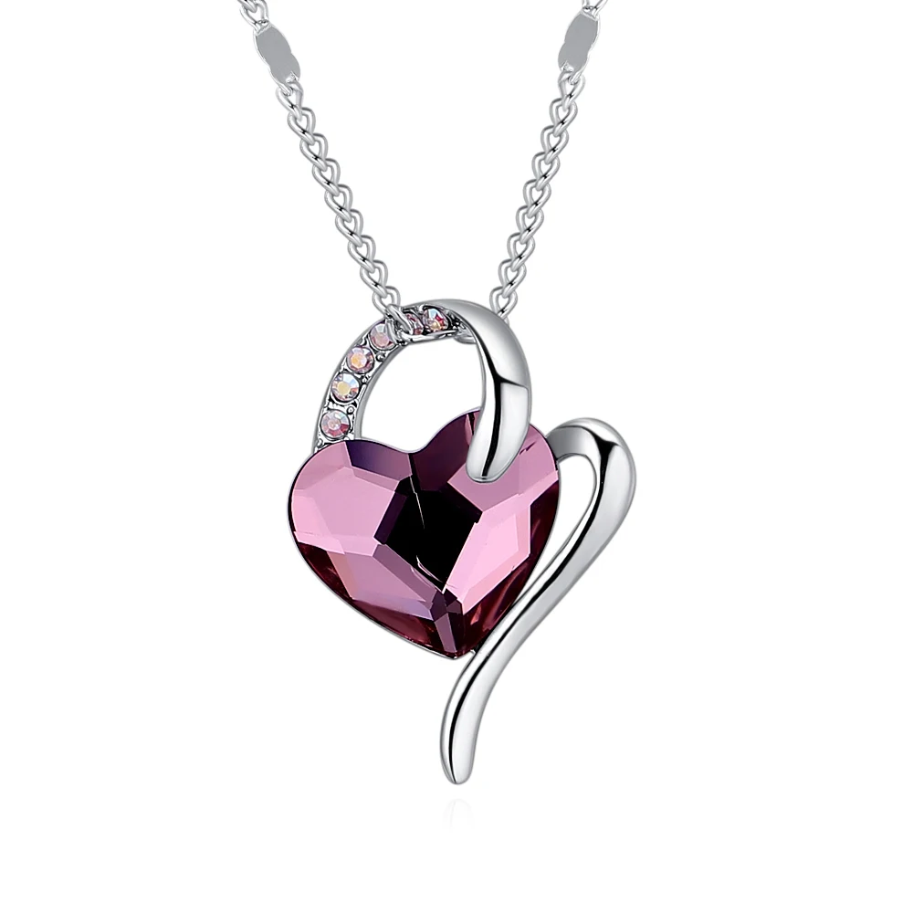 

Women Fashion Necklace Ladies Popular Style Love Heart Crystals From Swarovski Pendant Necklace Valentine'S Day Wedding Jewelry