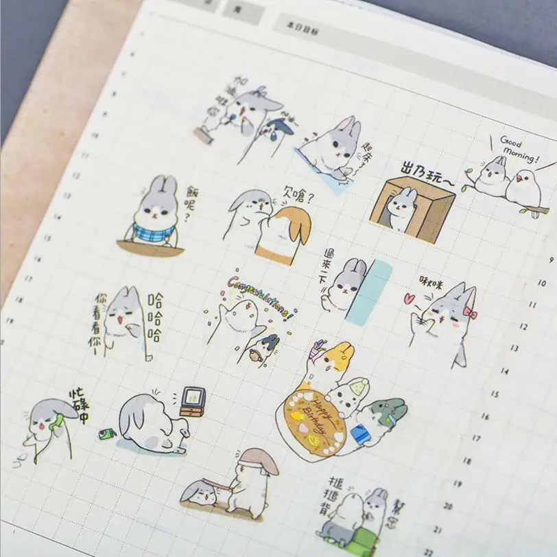 6 шт./лот DIY мультфильм кролики kawaii наклейки дневник планировщик Дневник Блокнот