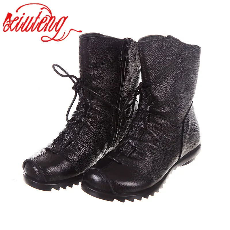 Xiuteng/высокое качество Mujer Chaussure Женские ботинки из натуральной кожи Повседневные