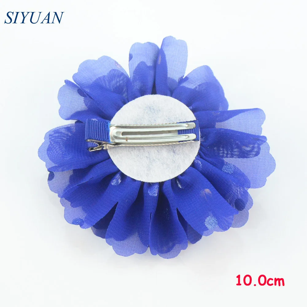 64 шт./лот модное украшение для волос заколка с Золотой горошек Ткань шифон цветок