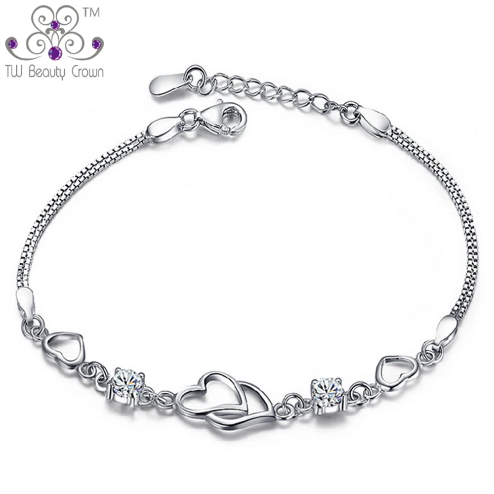 Женский браслет из серебра 925 пробы с белыми кристаллами|bracelets for|bracelets for womena bracelet |