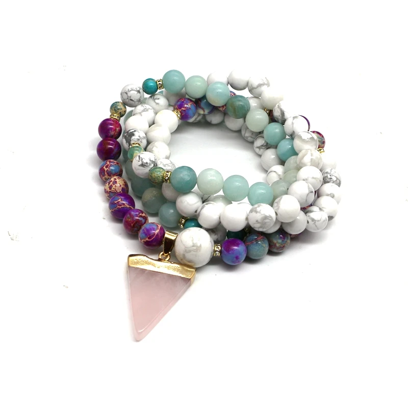 108 браслет Mala Calming Howlite и император подарки на день рождения йога подарок для нее