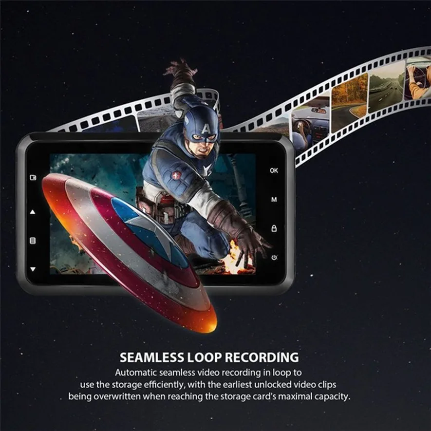 Видеорегистратор для автомобилей с Full HD 1080P 170 градусов супер широкоугольные