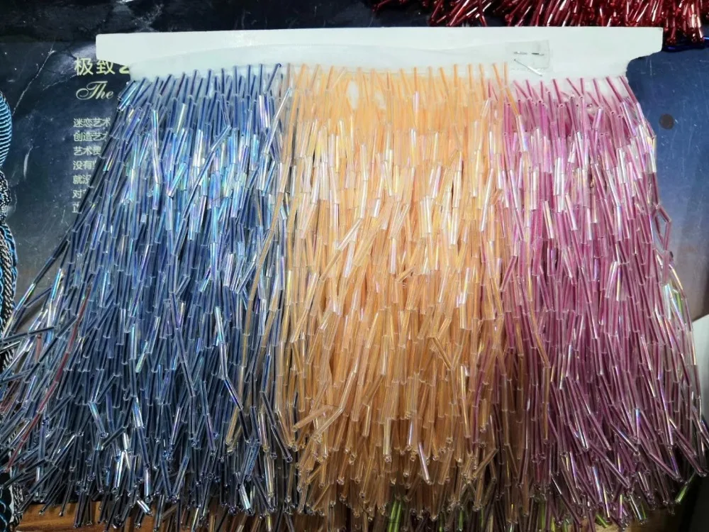 15 см Длинная кисточка из полиэстера с бисером и бахромой кружевная обрезная