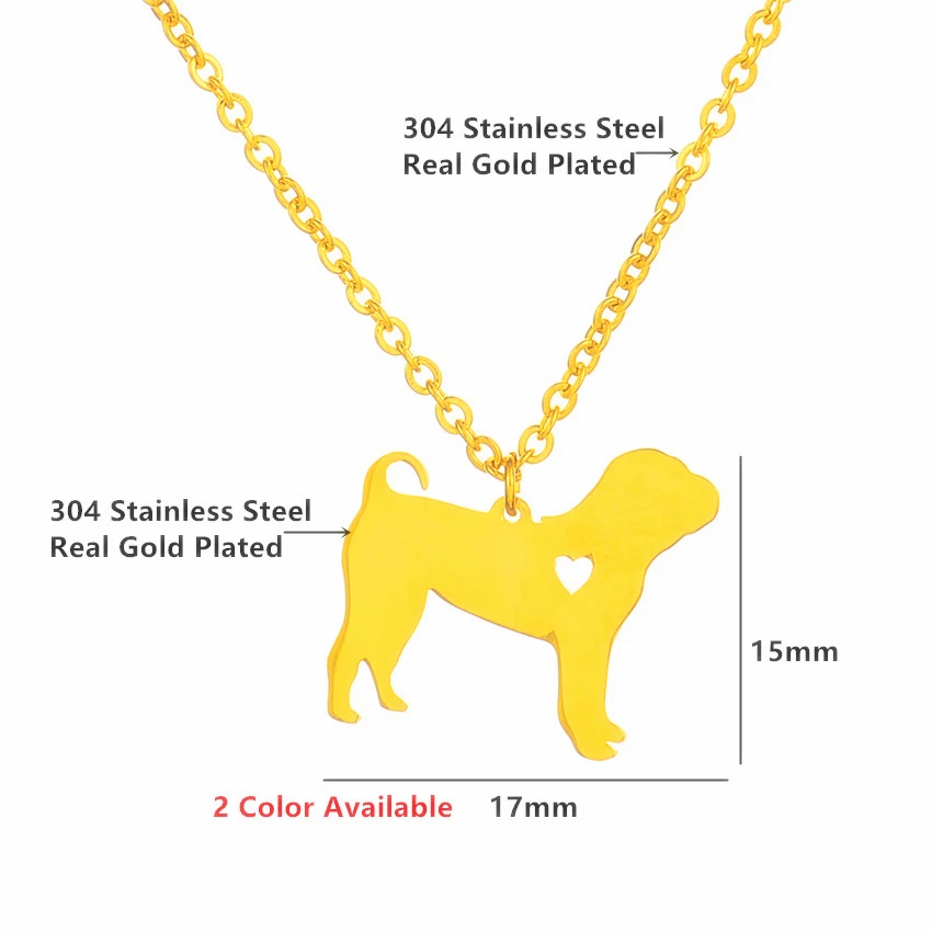 Stainless Steel Bijoux Pitbull Pendant Necklace Women Men Jewelry Gold Color Ketting Shar Pei Dog Best Friend Gifts|Ожерелья с