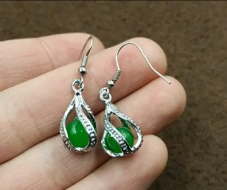 Зеленый малайский жадеит серьги женские модели jadeite передачи бисера|jadeite