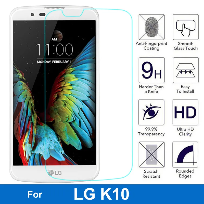 (Not Full Coverage)For LG K10 Tempered Glass Screen Protector 0.26MM 9H 2.5D Film On K410 K420N K430ds K430dsY pelicula de vidro | Мобильные