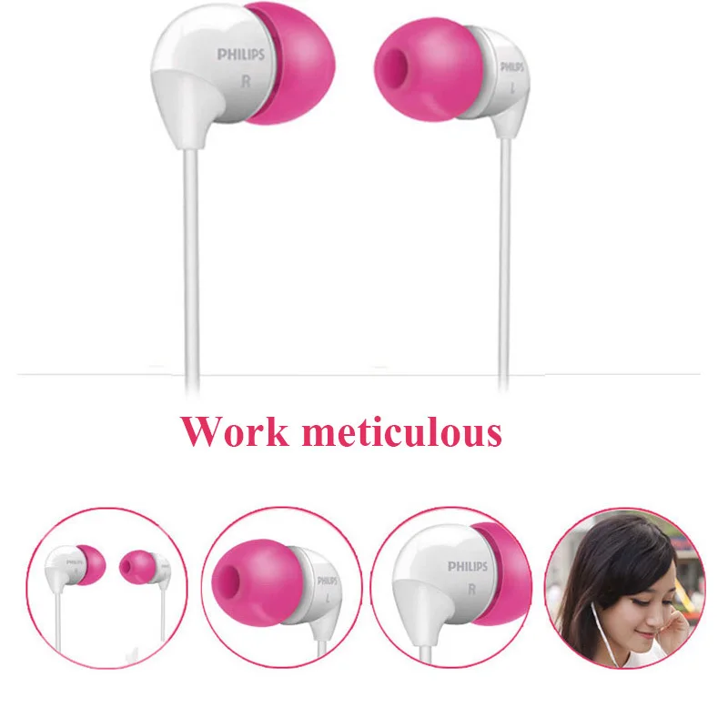 Оригинальные наушники-вкладыши Philips SHE3501 с плоской головкой проводным микрофоном