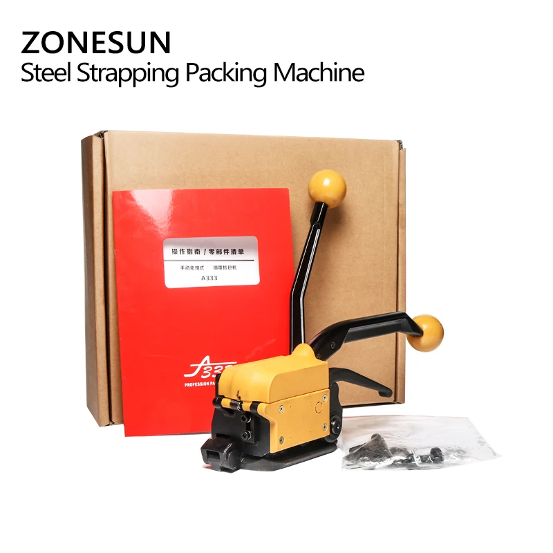 ZONESUN A333 Ручной Стальной обвязочный инструмент стальной ленточный для упаковки