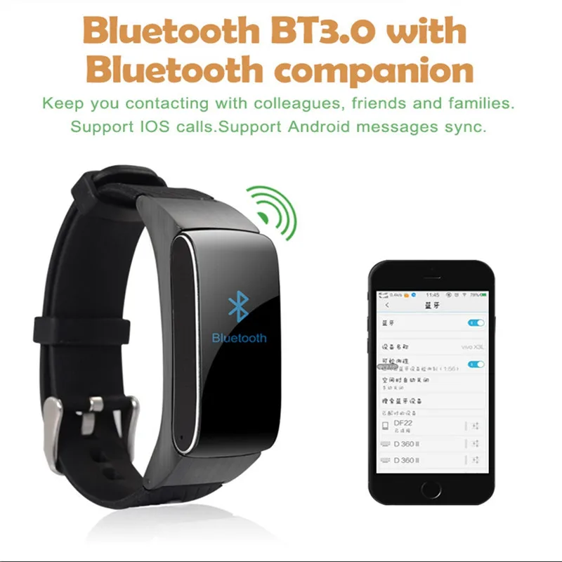 YKSO Bluetooth Talk band Шагомер трекер DF22 смарт браслет ответ на вызов для IOS телефона