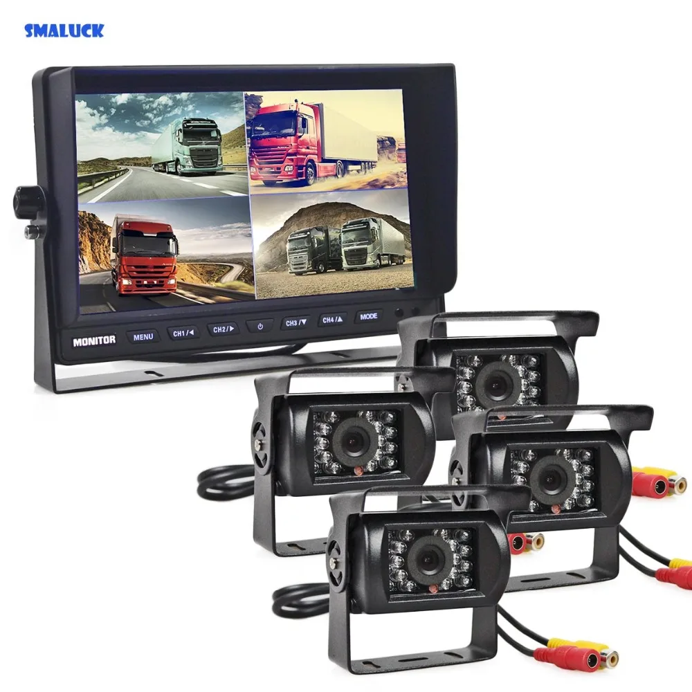 

SMALUCK 10-дюймовый раздельный четырехъядерный монитор заднего вида Автомобильный монитор + ИК камера ночного видения камера заднего вида Водо...
