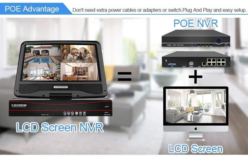 Techage 8CH 1080P 48V POE NVR 10," ЖК-монитор экран XMEYE 802.3af P2P ONVIF сетевой видеорегистратор для 2MP POE IP камера