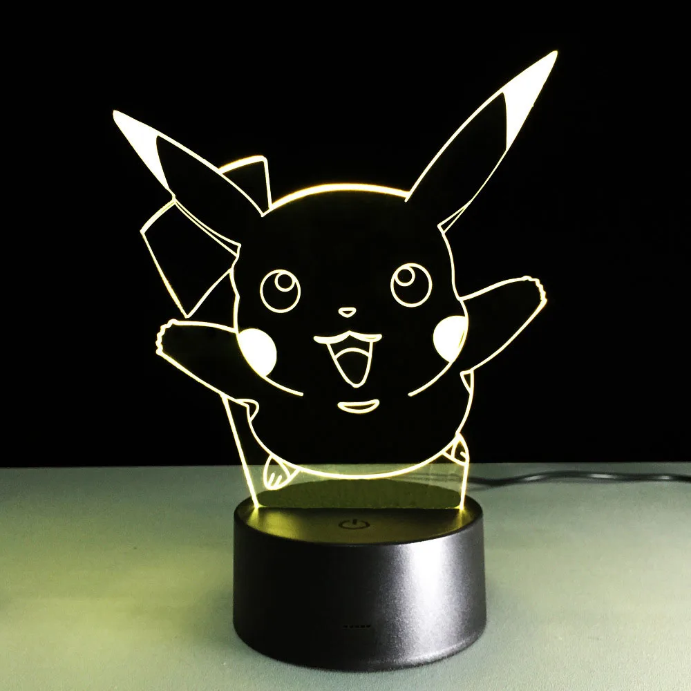 Luminaria Led ночник Pokemon Pikachu настольная лампа 3D Визуальный Veilleuse изменение цвета bulbing