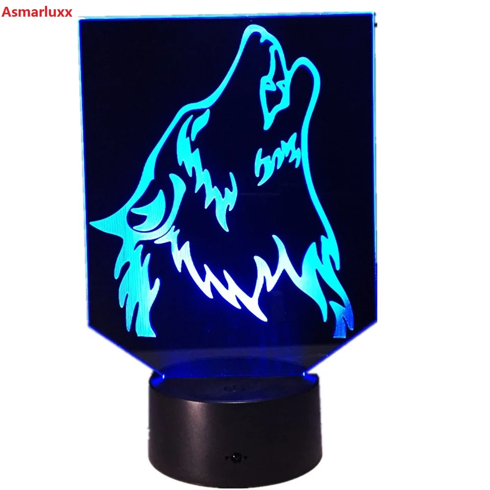 Волка Новинка 3D светодиодный светильник ночник Мощность банк Usb LED Lamparas