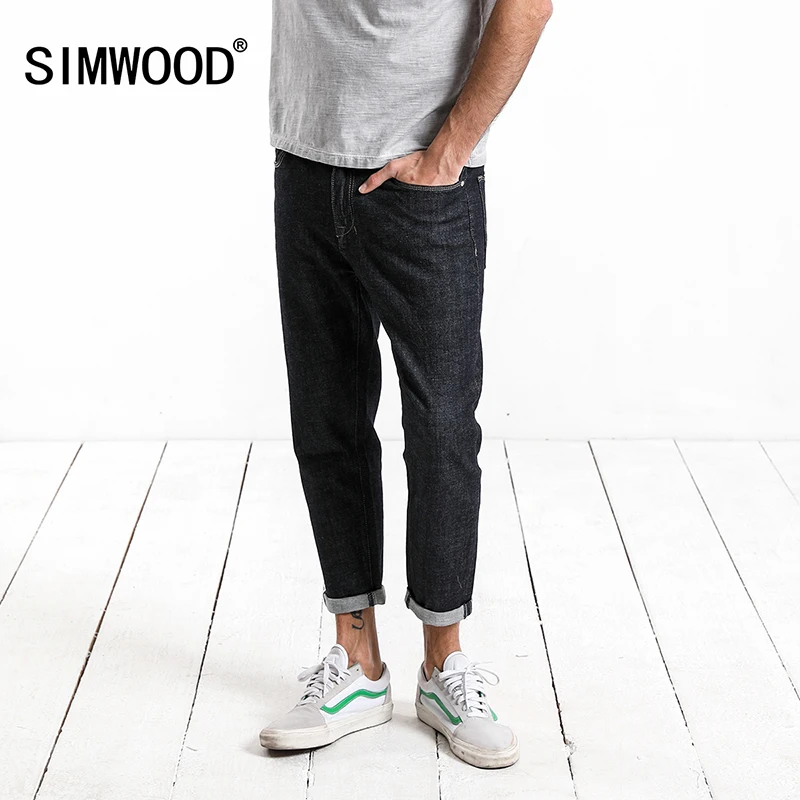 SIMWOOD 2019 Весна Лето Новые лодыжки длина мужские узкие джинсы Fit вышивка джинсовые