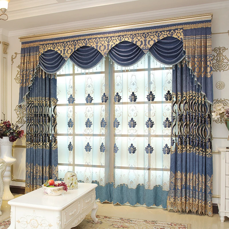 Роскошная бархатная вышитая занавеска s для гостиной Классическая