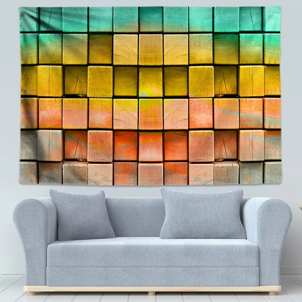 3D гобелен из радужной древесины настенный декоративный в стиле бохо хиппи